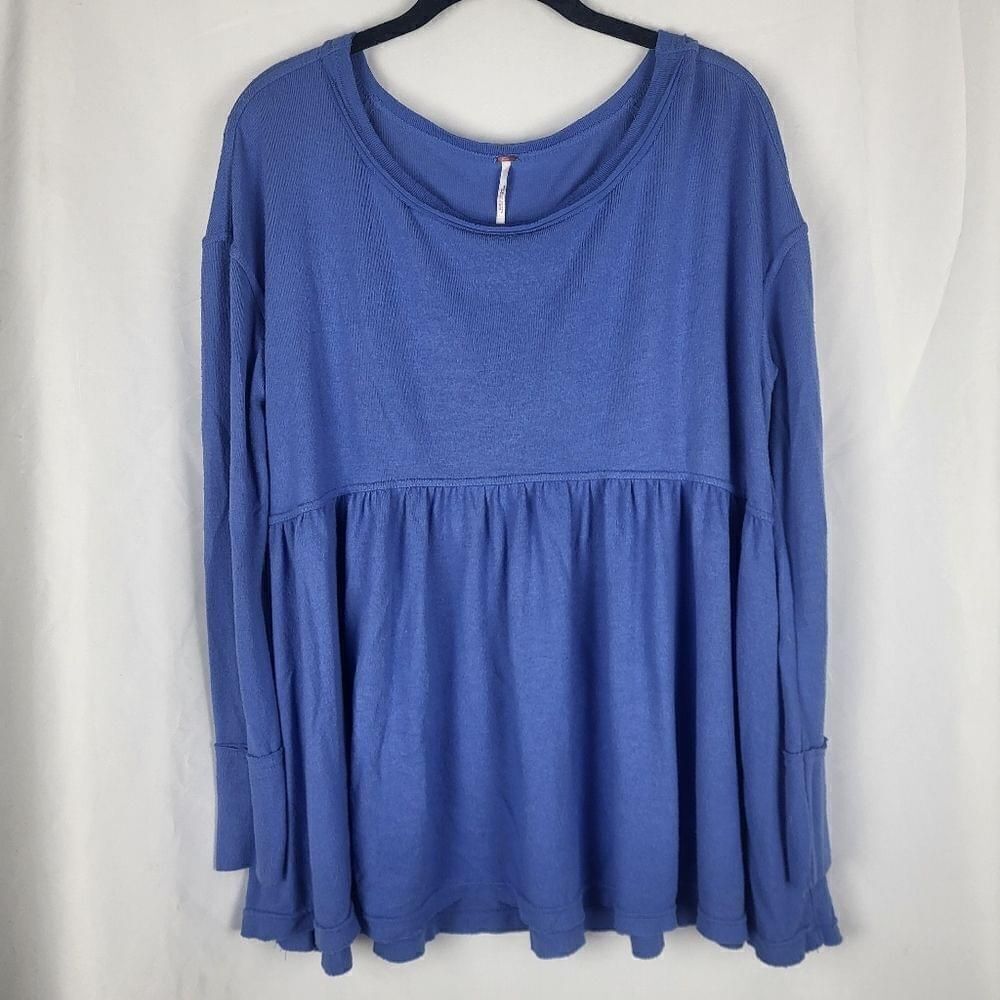 Free People Bluebelle Babydoll Top Size Small Oversized Long Sleeves Flowy Soft